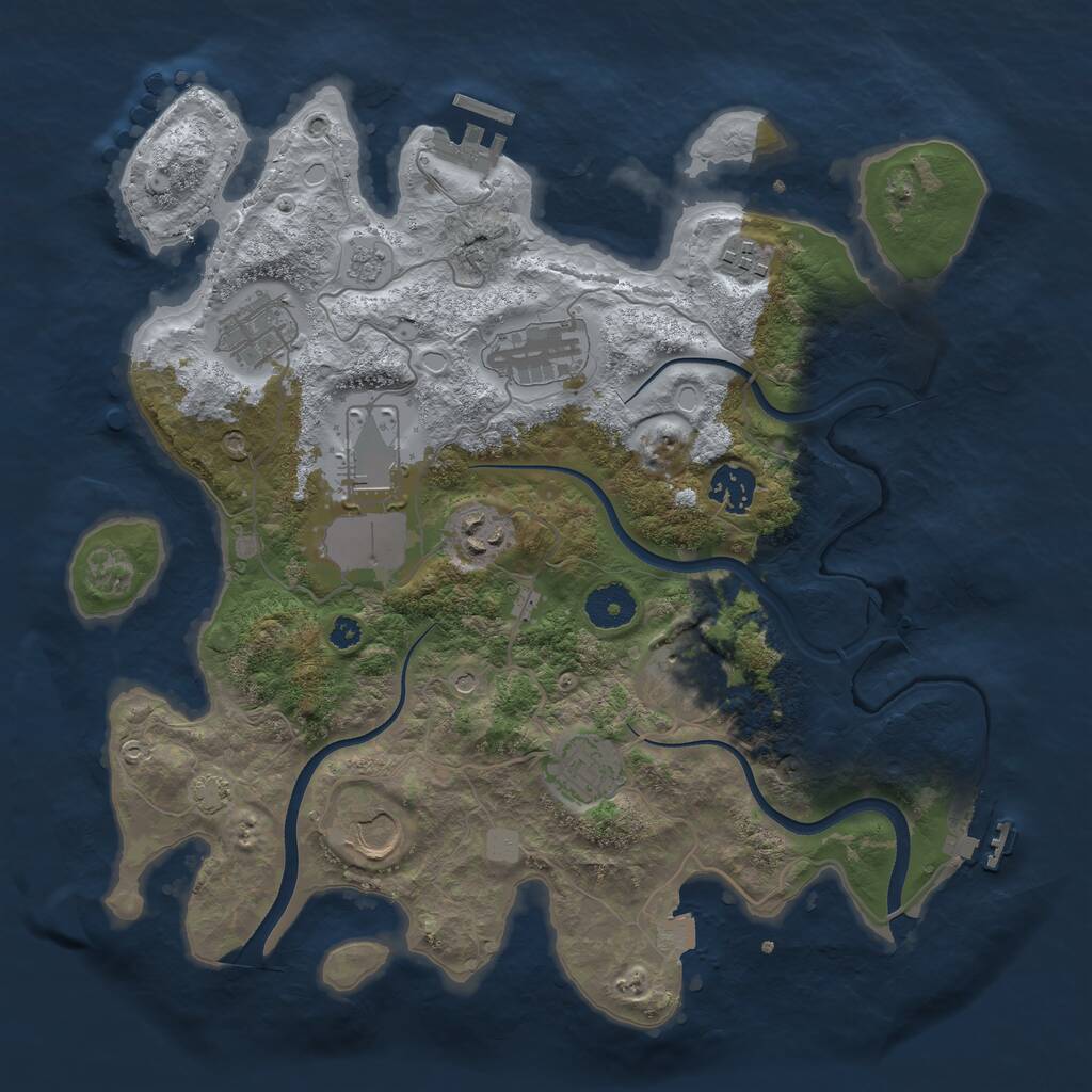 Rust Map: Procedural Map, Size: 3500, Seed: 838954774, 15 Monuments
