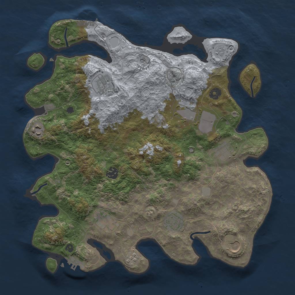 Rust Map: Procedural Map, Size: 3700, Seed: 639525092, 16 Monuments