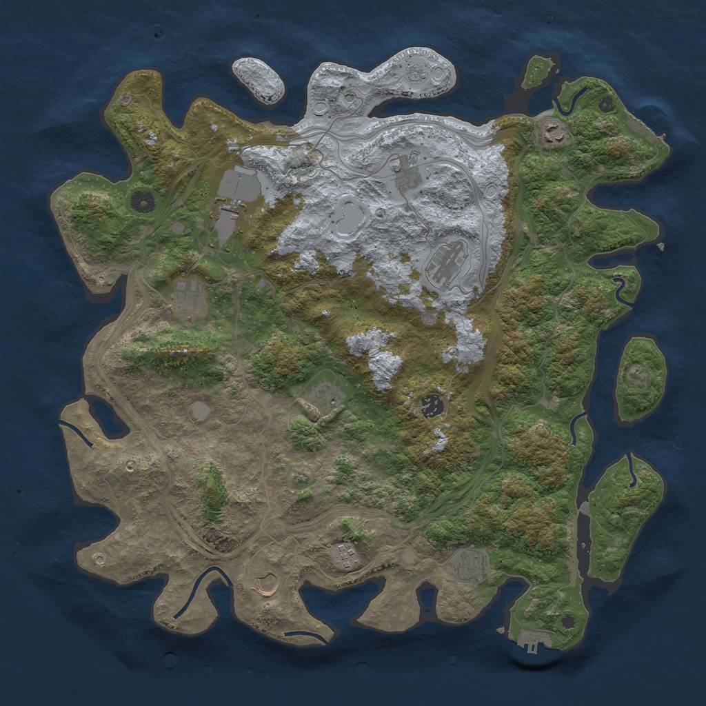 Rust Map: Procedural Map, Size: 4500, Seed: 742342, 17 Monuments