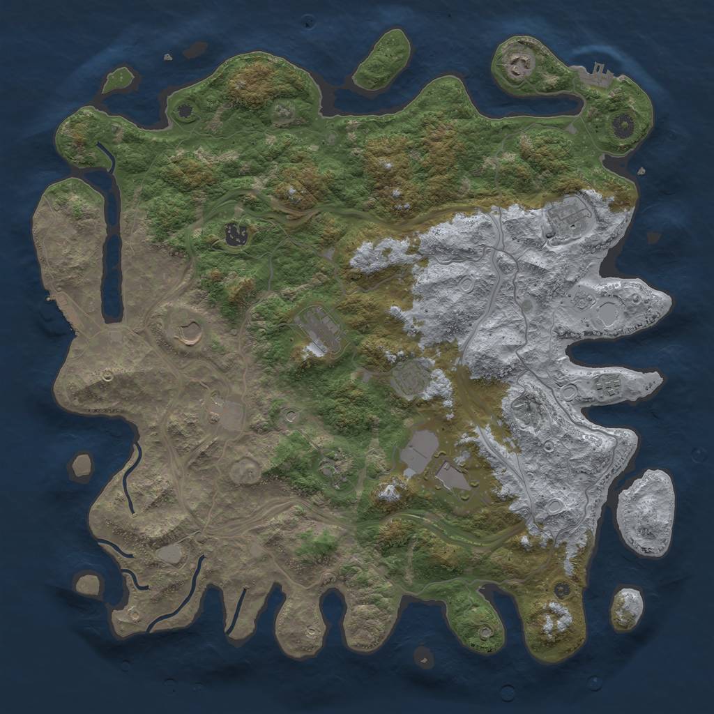 Rust Map: Procedural Map, Size: 4500, Seed: 23030413, 17 Monuments