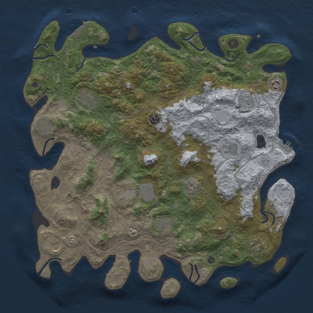 Rust Map: Procedural Map, Size: 4500, Seed: 1230507999, 18 Monuments