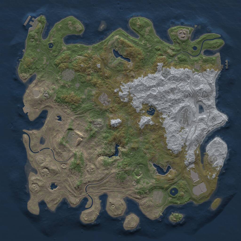 Rust Map: Procedural Map, Size: 4500, Seed: 1230507999, 15 Monuments