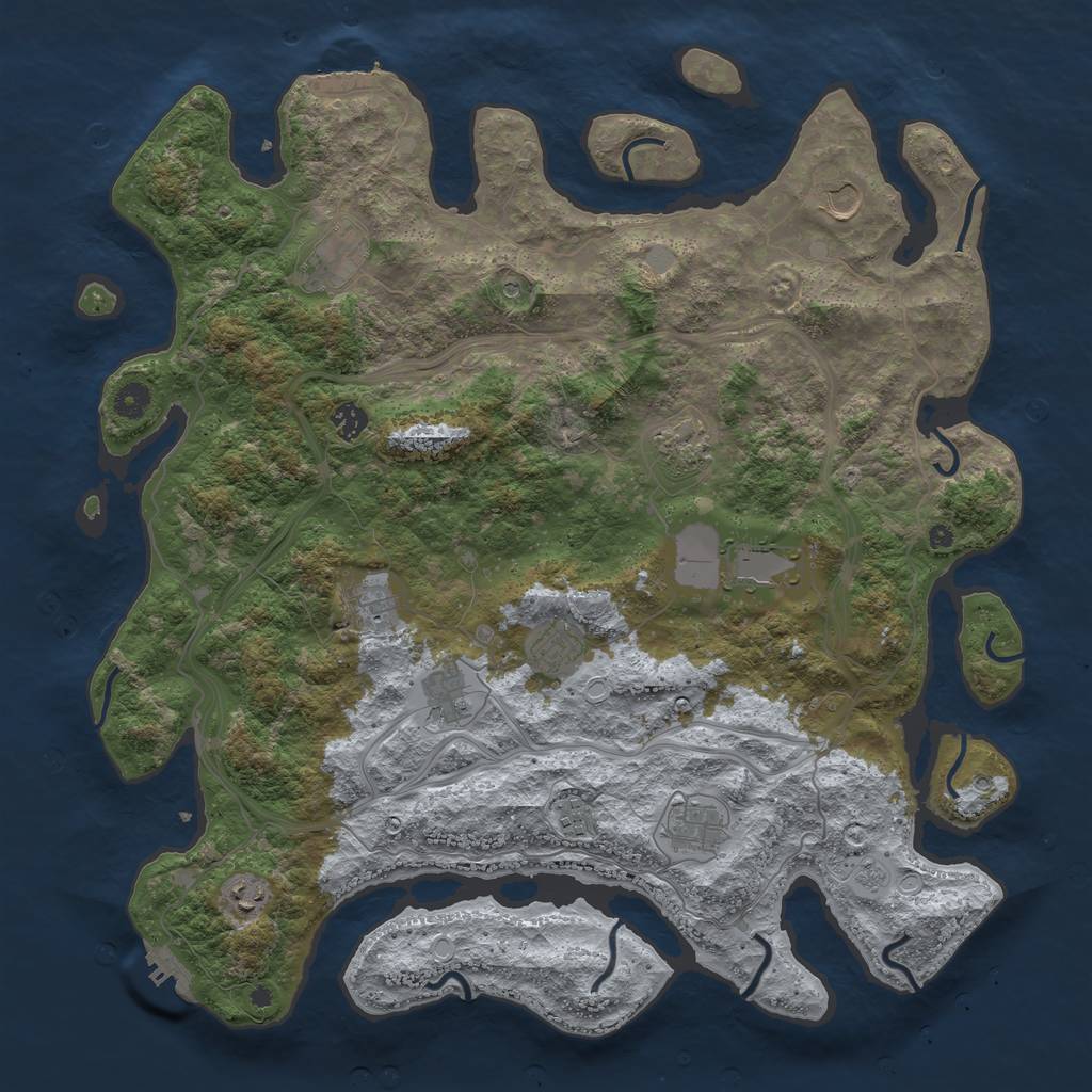 Rust Map: Procedural Map, Size: 4500, Seed: 393235119, 18 Monuments