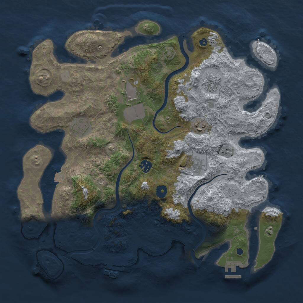 Rust Map: Procedural Map, Size: 3750, Seed: 538916833, 13 Monuments