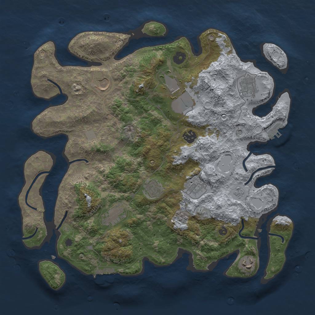 Rust Map: Procedural Map, Size: 3750, Seed: 538916833, 16 Monuments