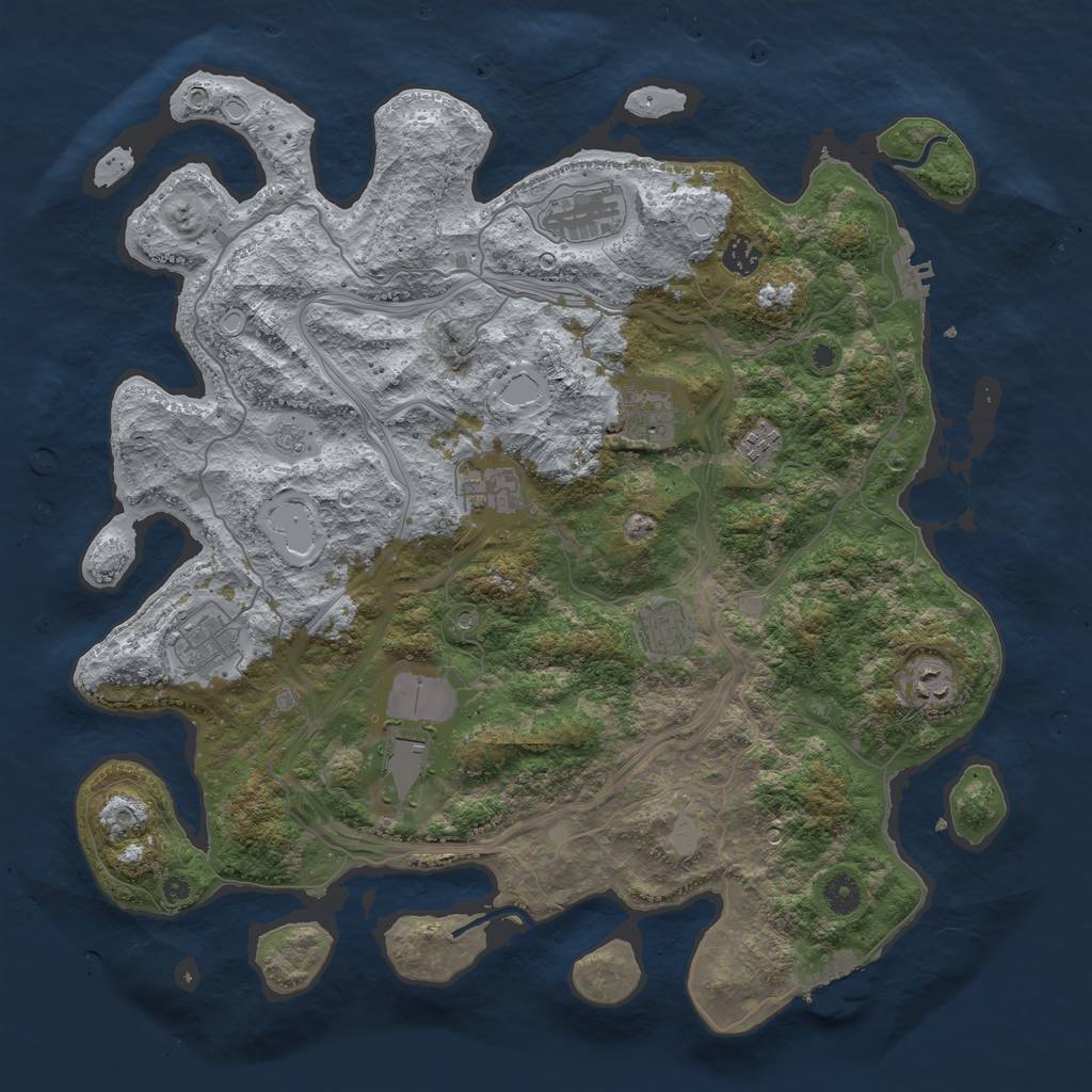 Rust Map: Procedural Map, Size: 4250, Seed: 539050341, 16 Monuments
