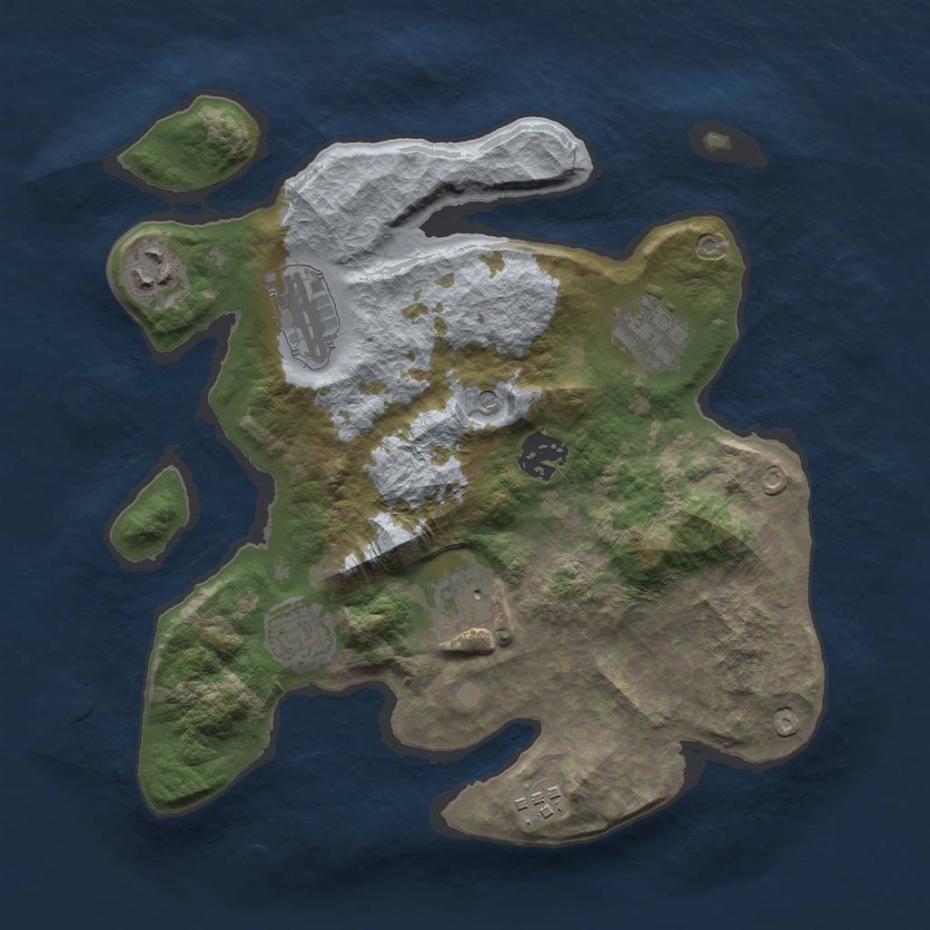 Rust Map: Barren, Size: 3000, Seed: 242985472, 10 Monuments