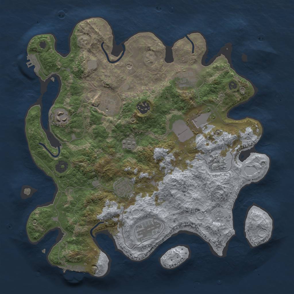 Rust Map: Procedural Map, Size: 3500, Seed: 4421081, 16 Monuments