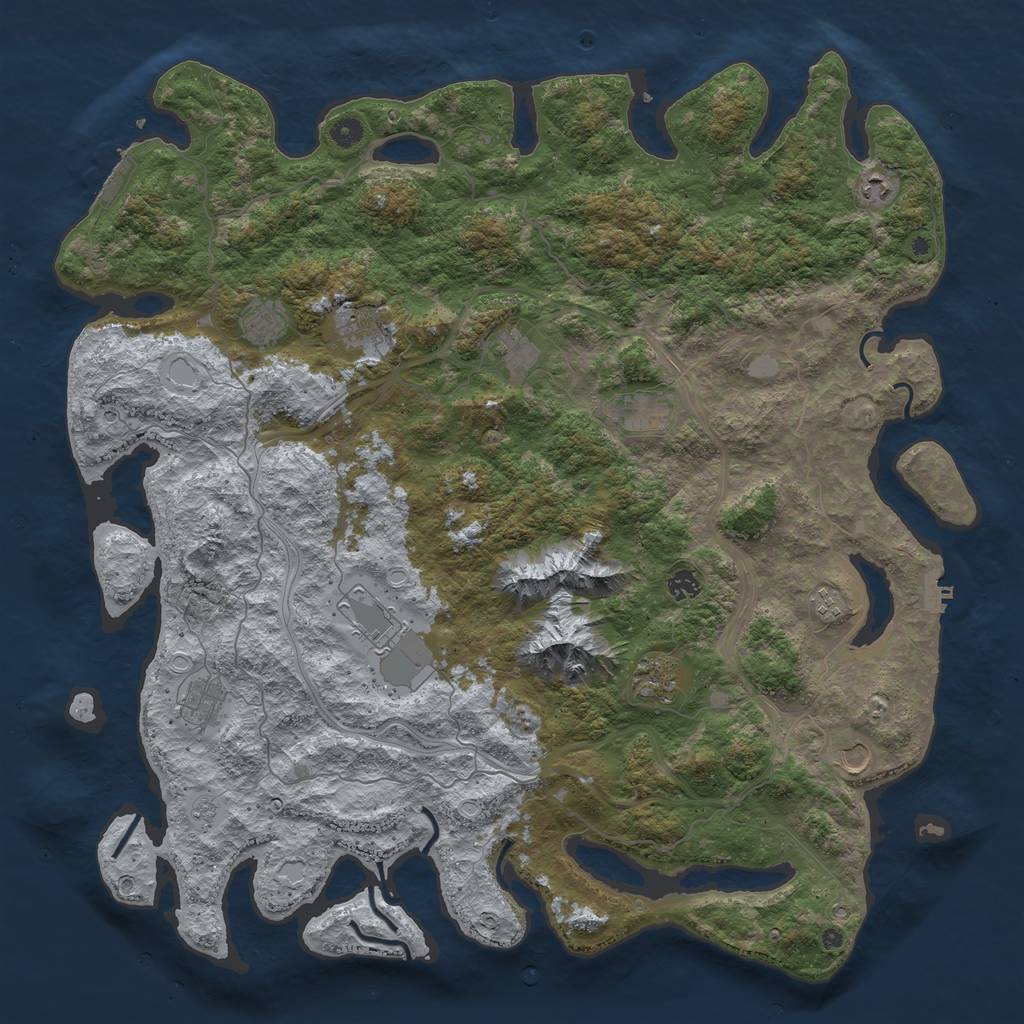 Rust Map: Procedural Map, Size: 5000, Seed: 694328, 18 Monuments