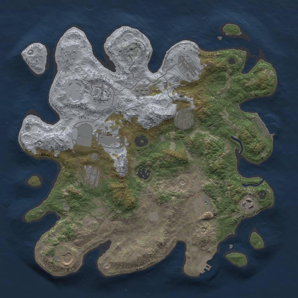 Rust Map: Procedural Map, Size: 3500, Seed: 968313407, 17 Monuments