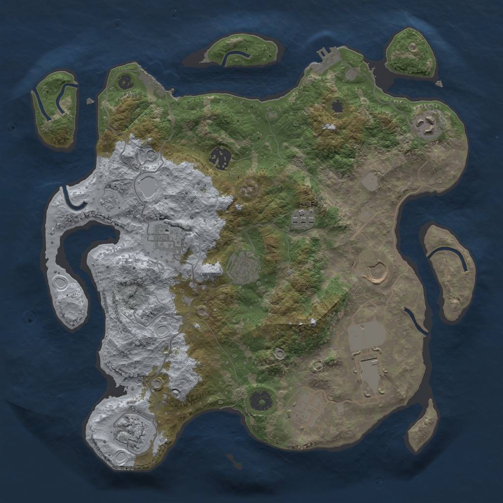 Rust Map: Procedural Map, Size: 3500, Seed: 54399041, 16 Monuments