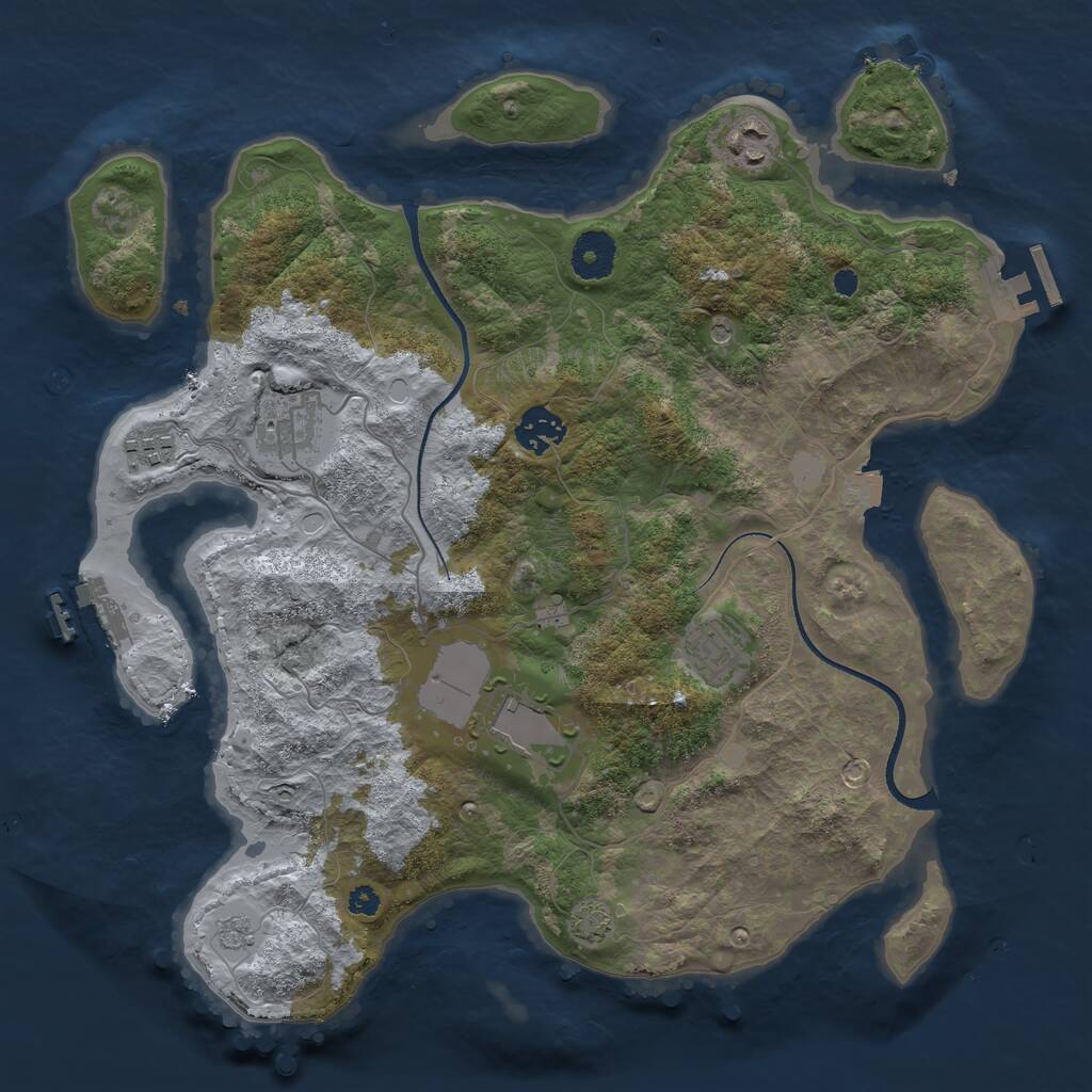 Rust Map: Procedural Map, Size: 3500, Seed: 54399041, 12 Monuments