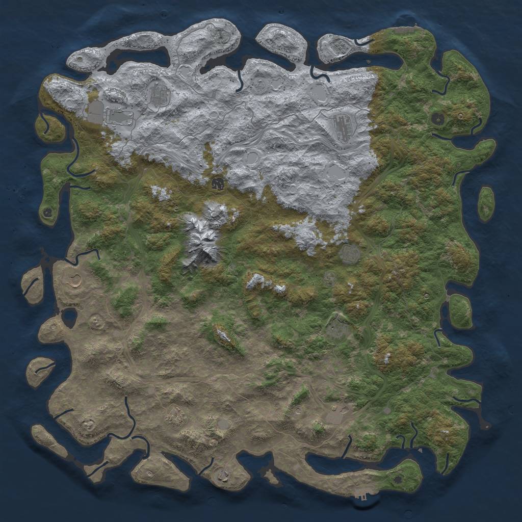 Rust Map: Procedural Map, Size: 6000, Seed: 648887990, 18 Monuments
