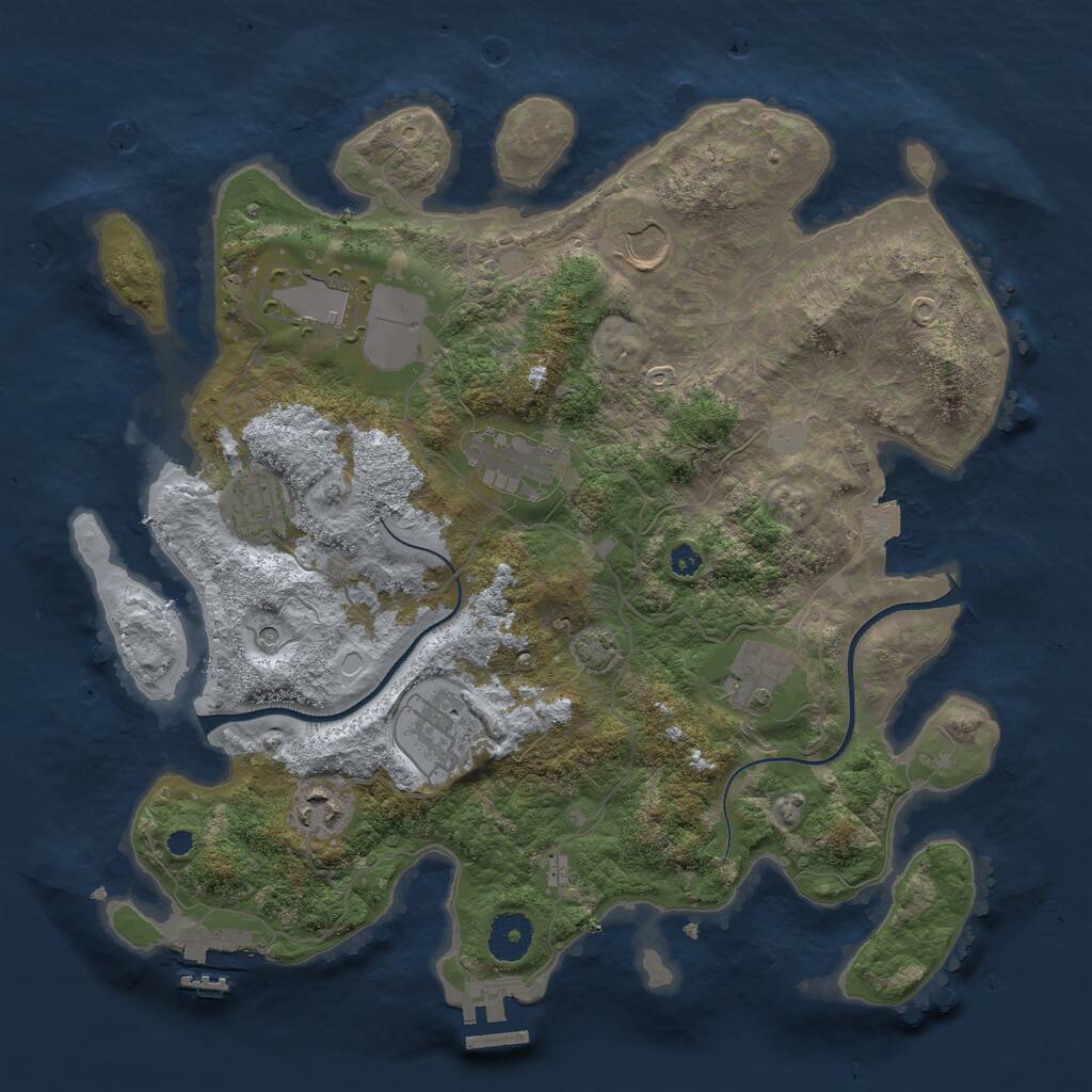 Rust Map: Procedural Map, Size: 3500, Seed: 87777989, 12 Monuments