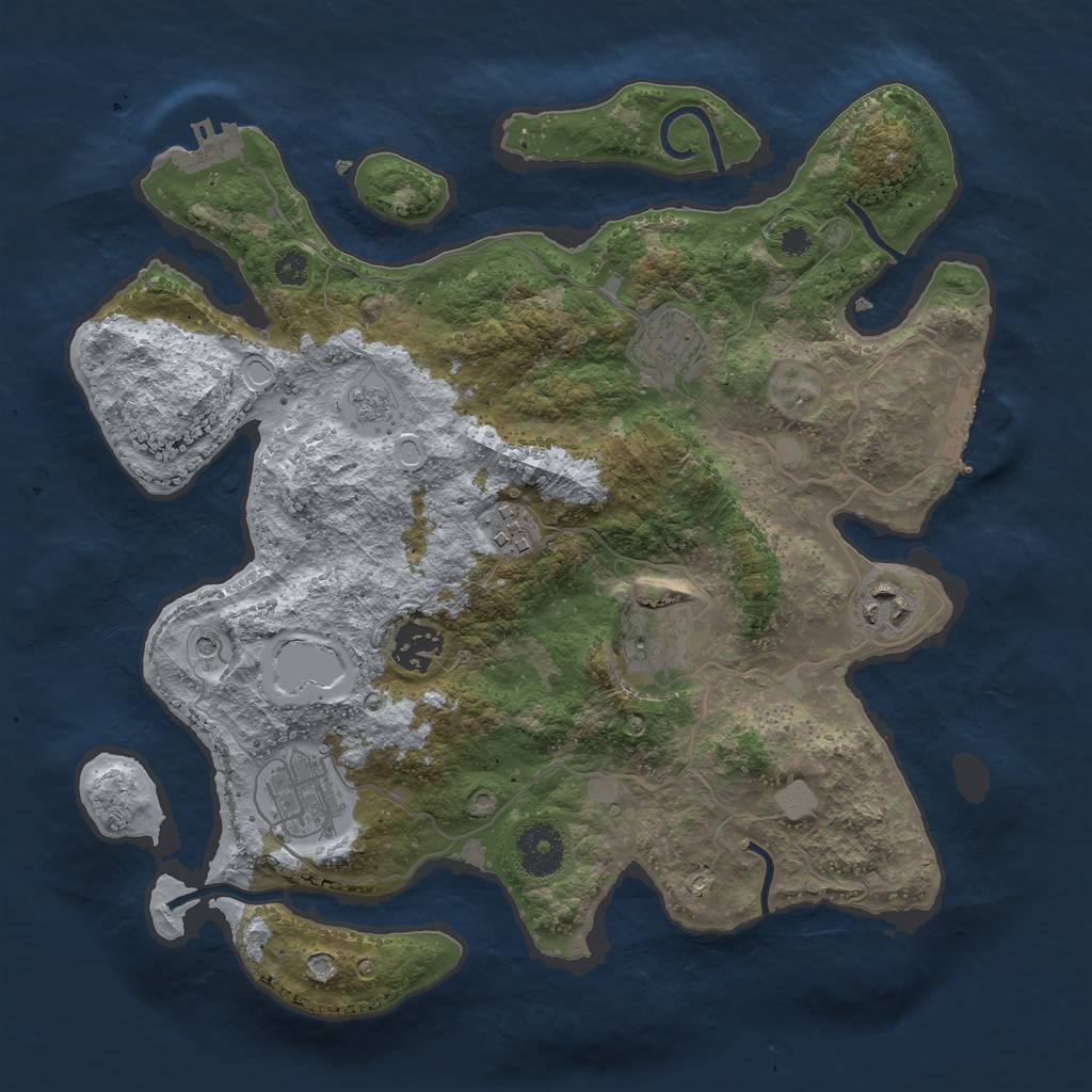 Rust Map: Procedural Map, Size: 3300, Seed: 2875877, 13 Monuments