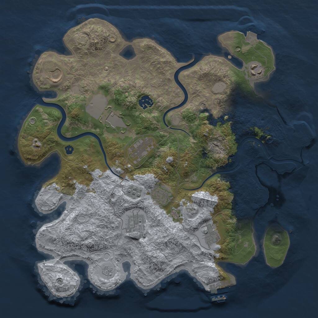 Rust Map: Procedural Map, Size: 3550, Seed: 80367946, 15 Monuments