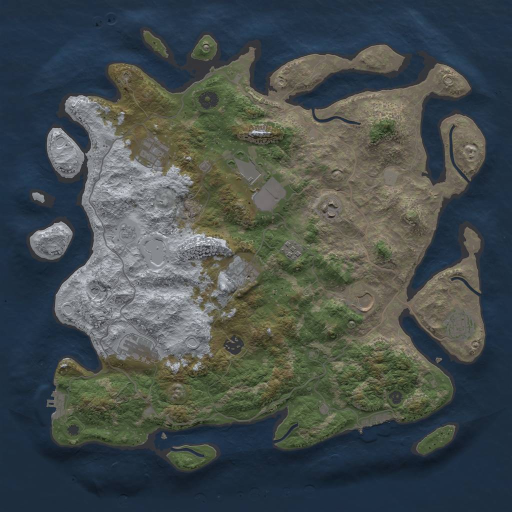 Rust Map: Procedural Map, Size: 4100, Seed: 25412, 16 Monuments