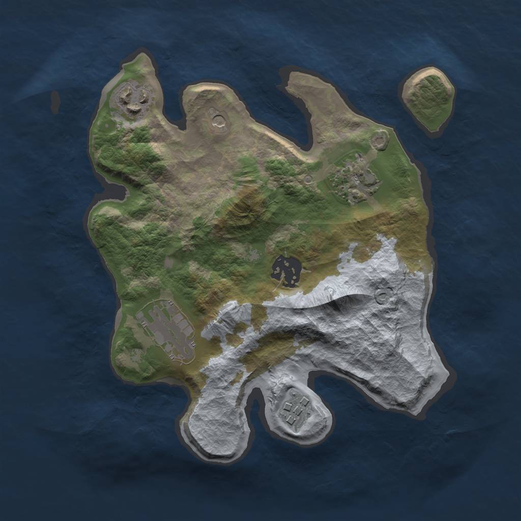 Rust Map: Barren, Size: 2500, Seed: 1955210342, 8 Monuments