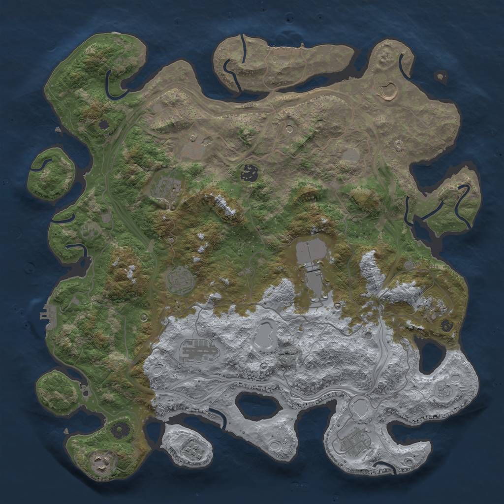 Rust Map: Procedural Map, Size: 4250, Seed: 961142642, 18 Monuments