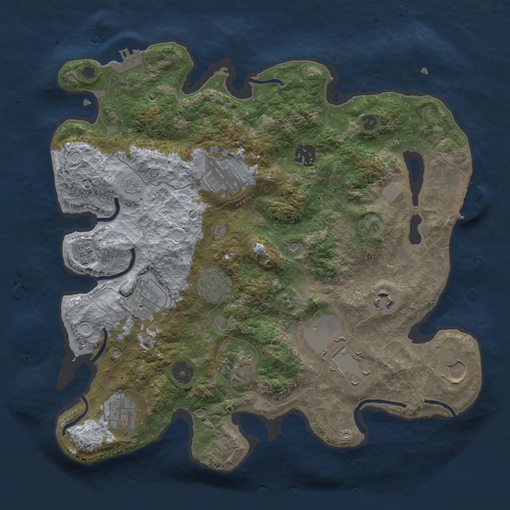 Rust Map: Procedural Map, Size: 3501, Seed: 851489183, 17 Monuments