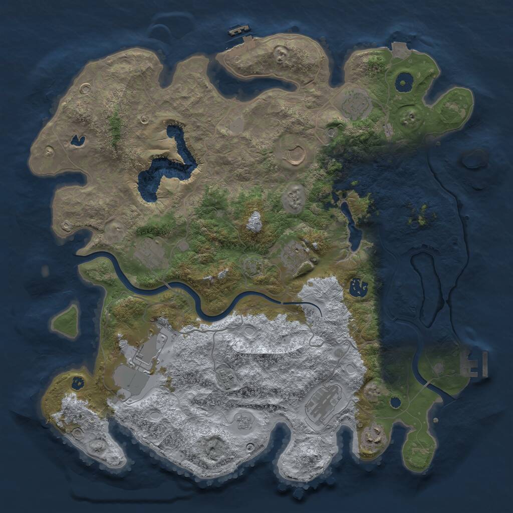 Rust Map: Procedural Map, Size: 4000, Seed: 654654654, 15 Monuments