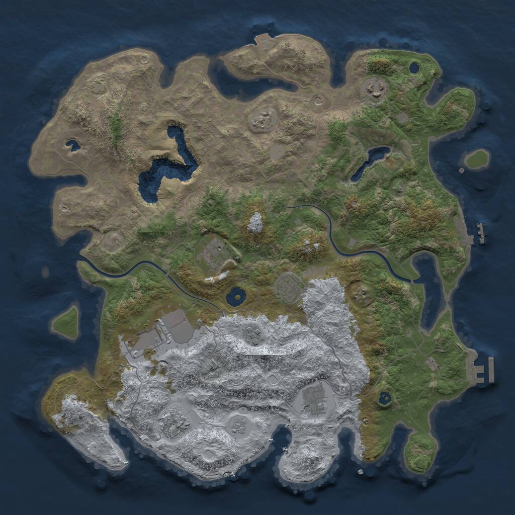 Rust Map: Procedural Map, Size: 4000, Seed: 654654654, 13 Monuments
