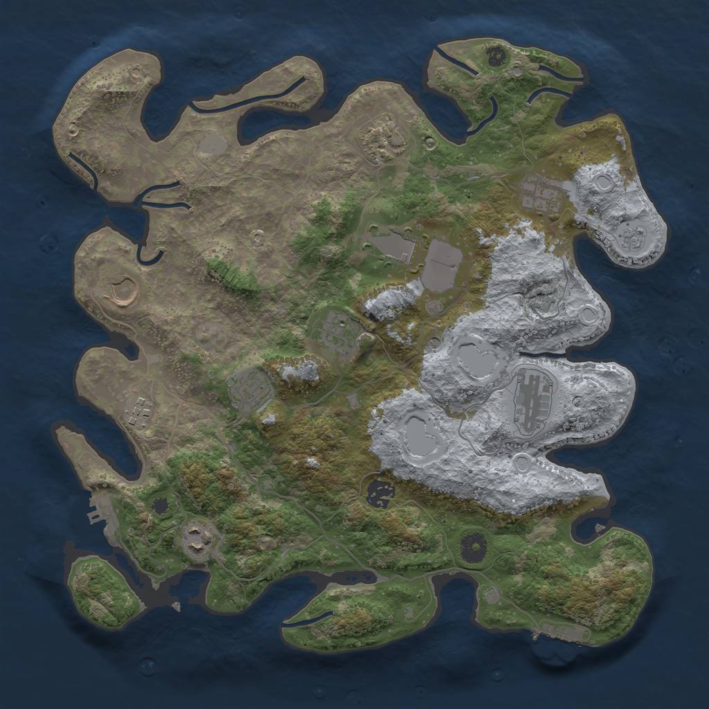 Rust Map: Procedural Map, Size: 3700, Seed: 8866, 17 Monuments