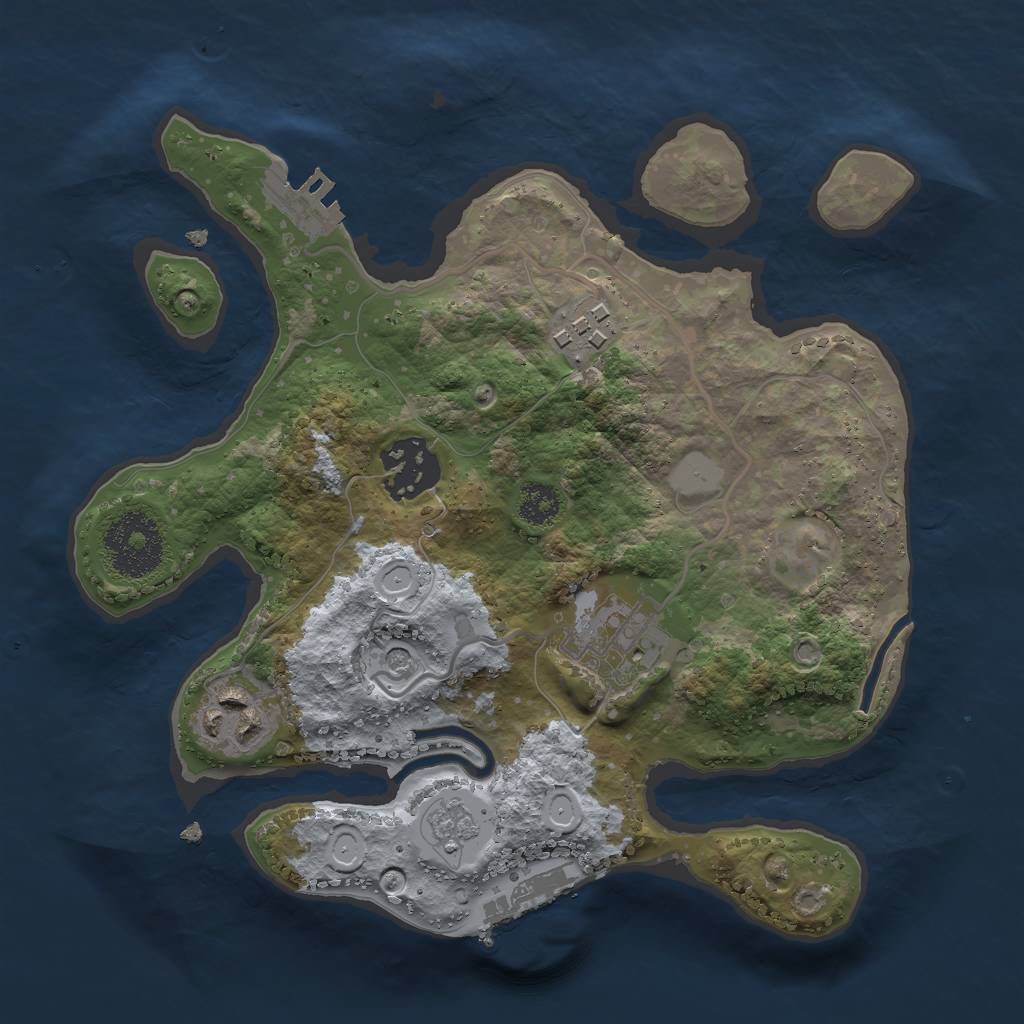 Rust Map: Procedural Map, Size: 2500, Seed: 1869350407, 11 Monuments
