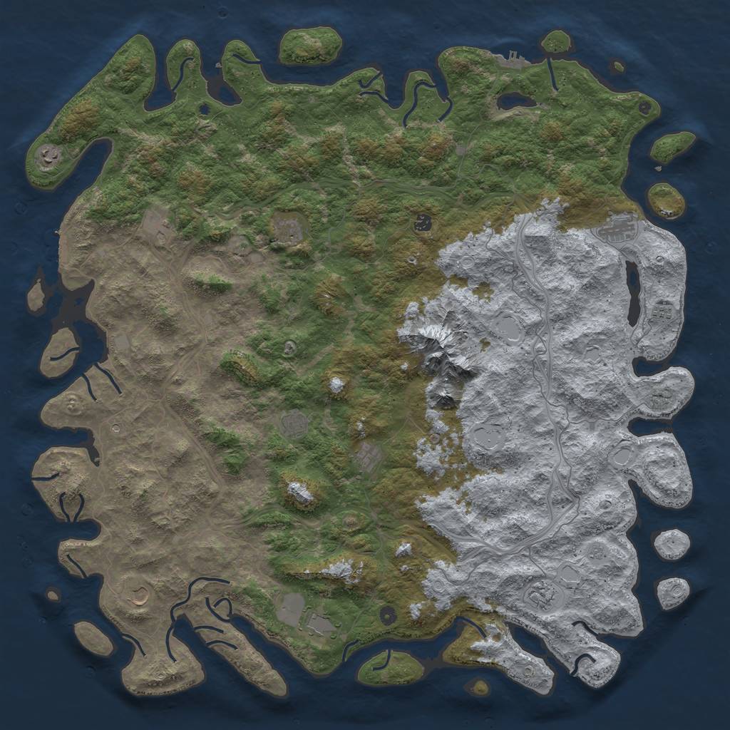 Rust Map: Procedural Map, Size: 6000, Seed: 1329637919, 18 Monuments