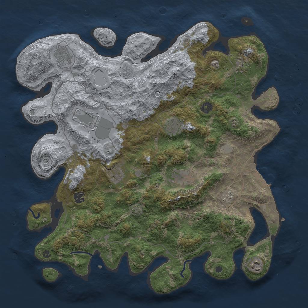 Rust Map: Procedural Map, Size: 4000, Seed: 194621337, 16 Monuments