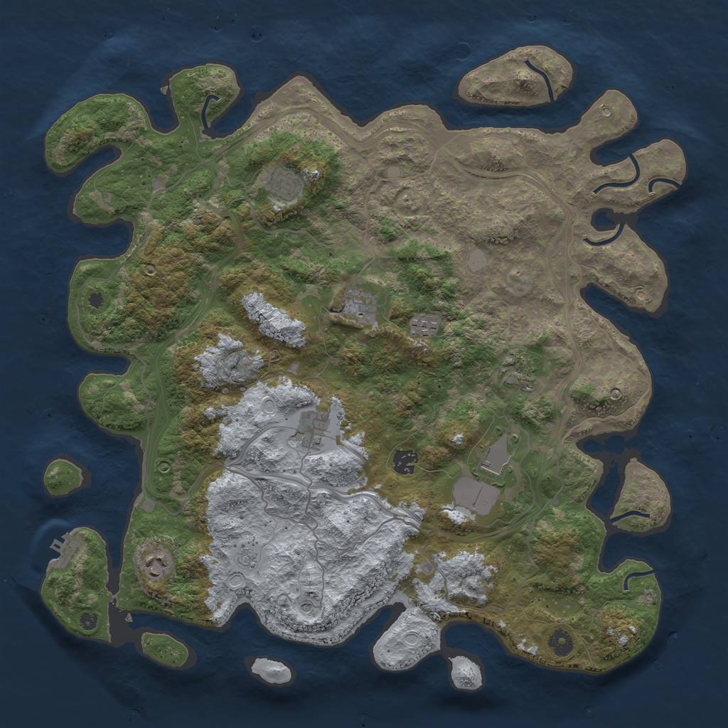 Rust Map: Procedural Map, Size: 4300, Seed: 843484511, 14 Monuments