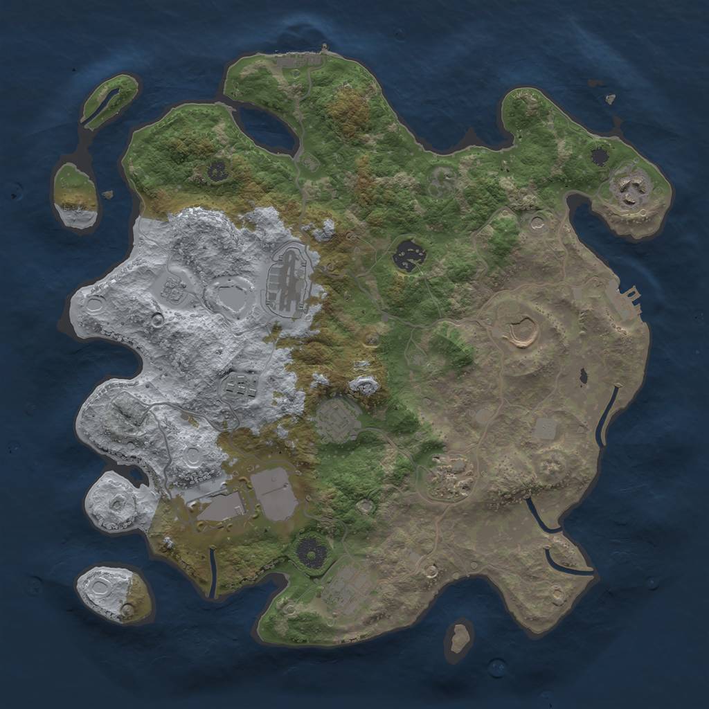 Rust Map: Procedural Map, Size: 3500, Seed: 564567, 16 Monuments