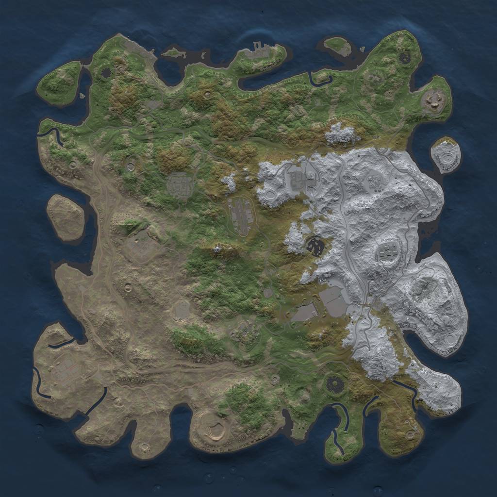 Rust Map: Procedural Map, Size: 4250, Seed: 1357911007, 18 Monuments