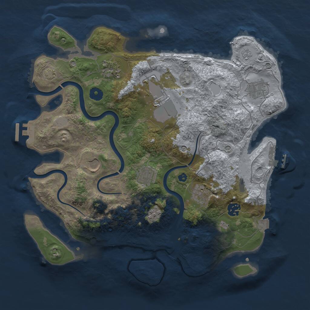 Rust Map: Procedural Map, Size: 3500, Seed: 1951132726, 14 Monuments