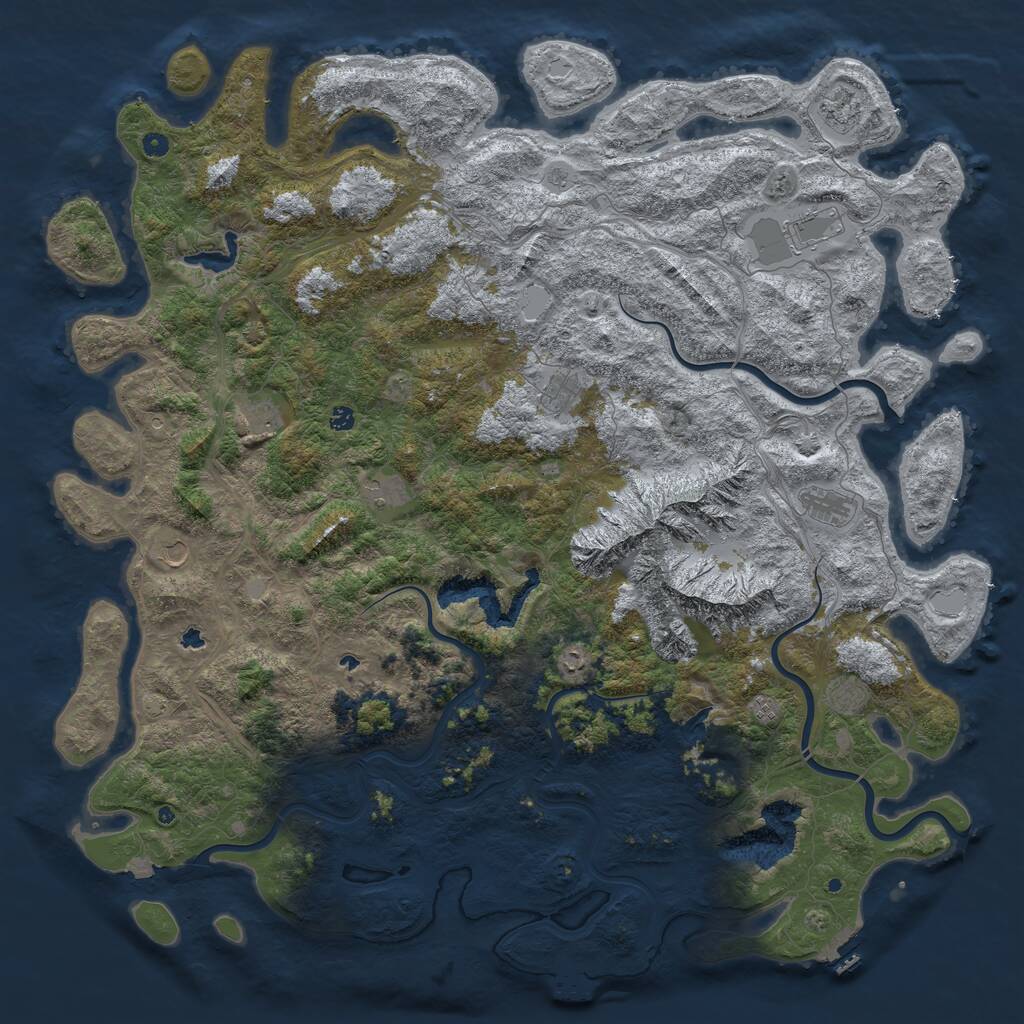 Rust Map: Procedural Map, Size: 6000, Seed: 2010386412, 17 Monuments