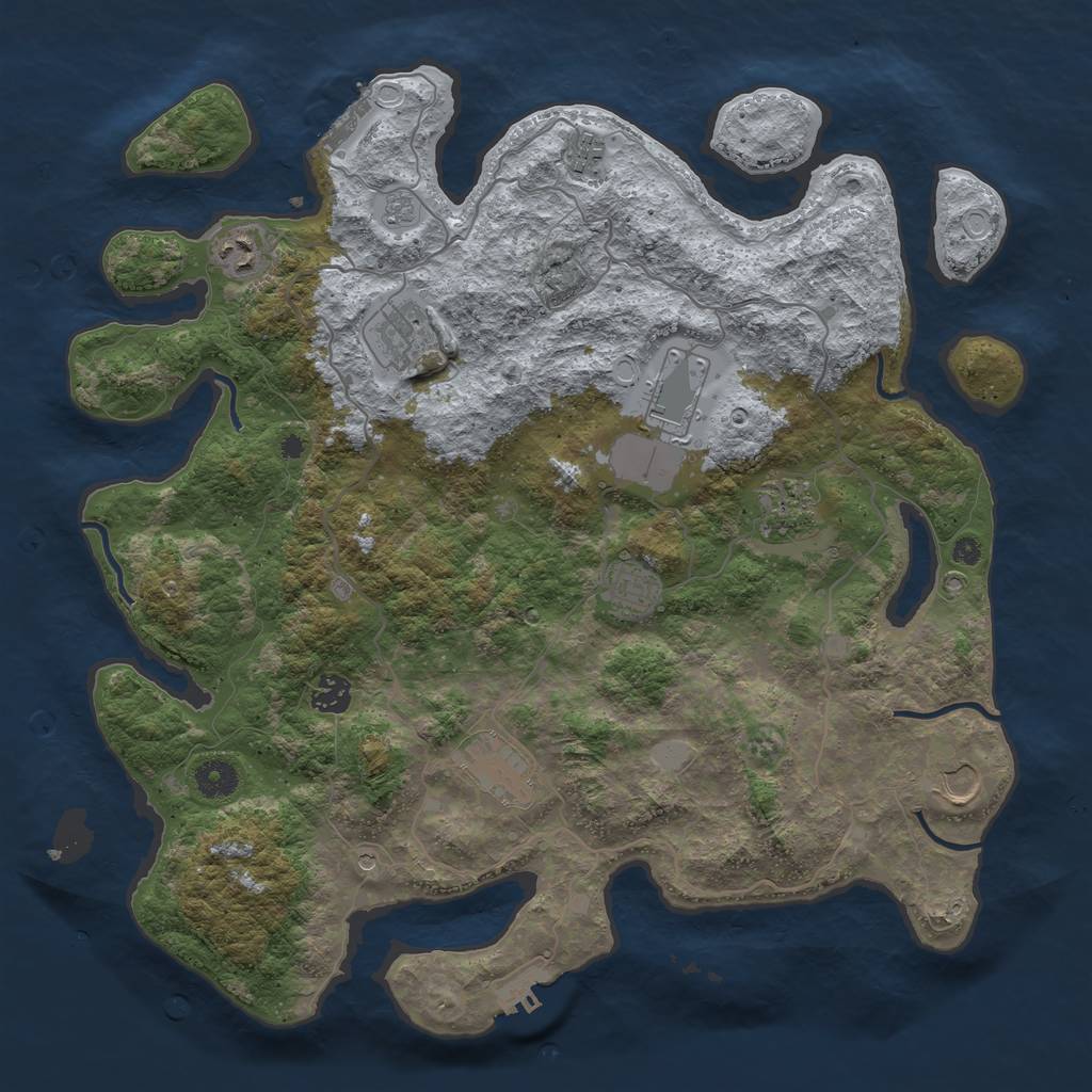 Rust Map: Procedural Map, Size: 4050, Seed: 645659498, 16 Monuments