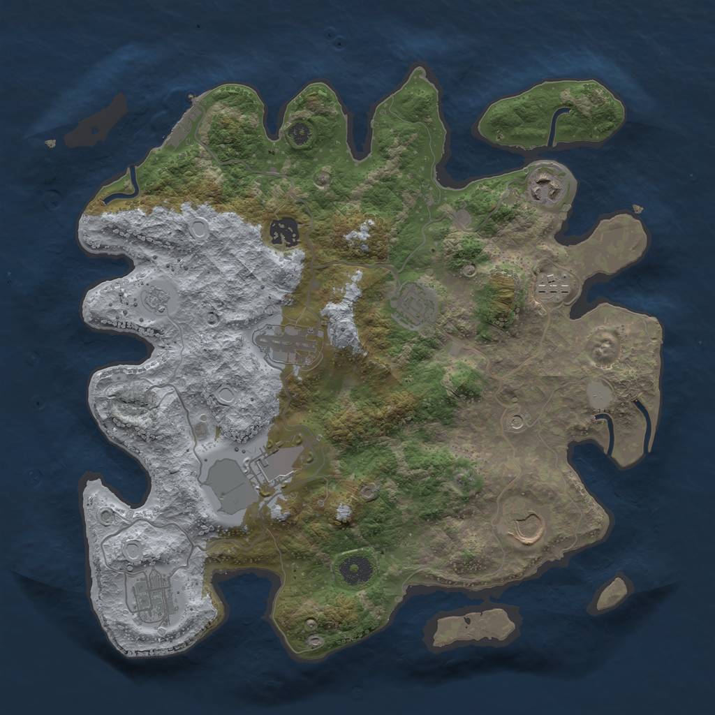 Rust Map: Procedural Map, Size: 3500, Seed: 1482738143, 14 Monuments