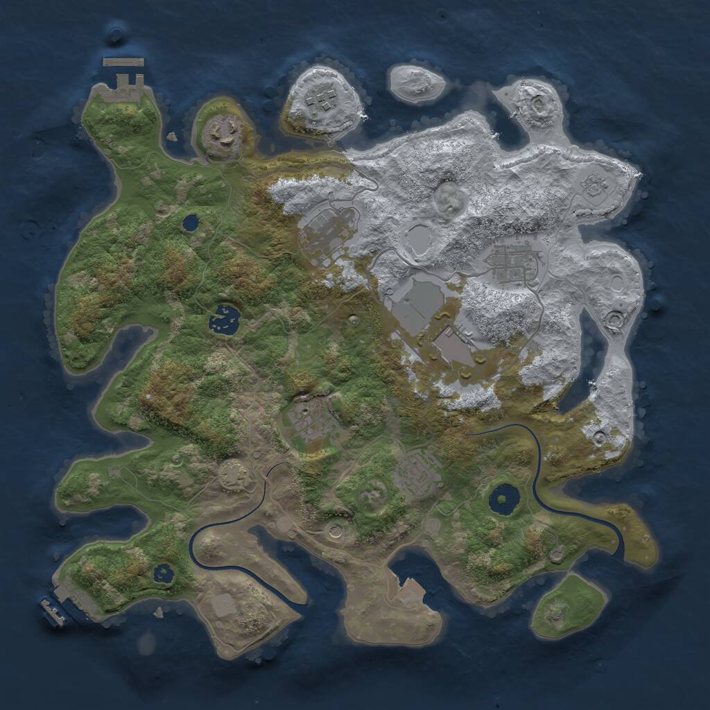 Rust Map: Procedural Map, Size: 3500, Seed: 516532771, 14 Monuments