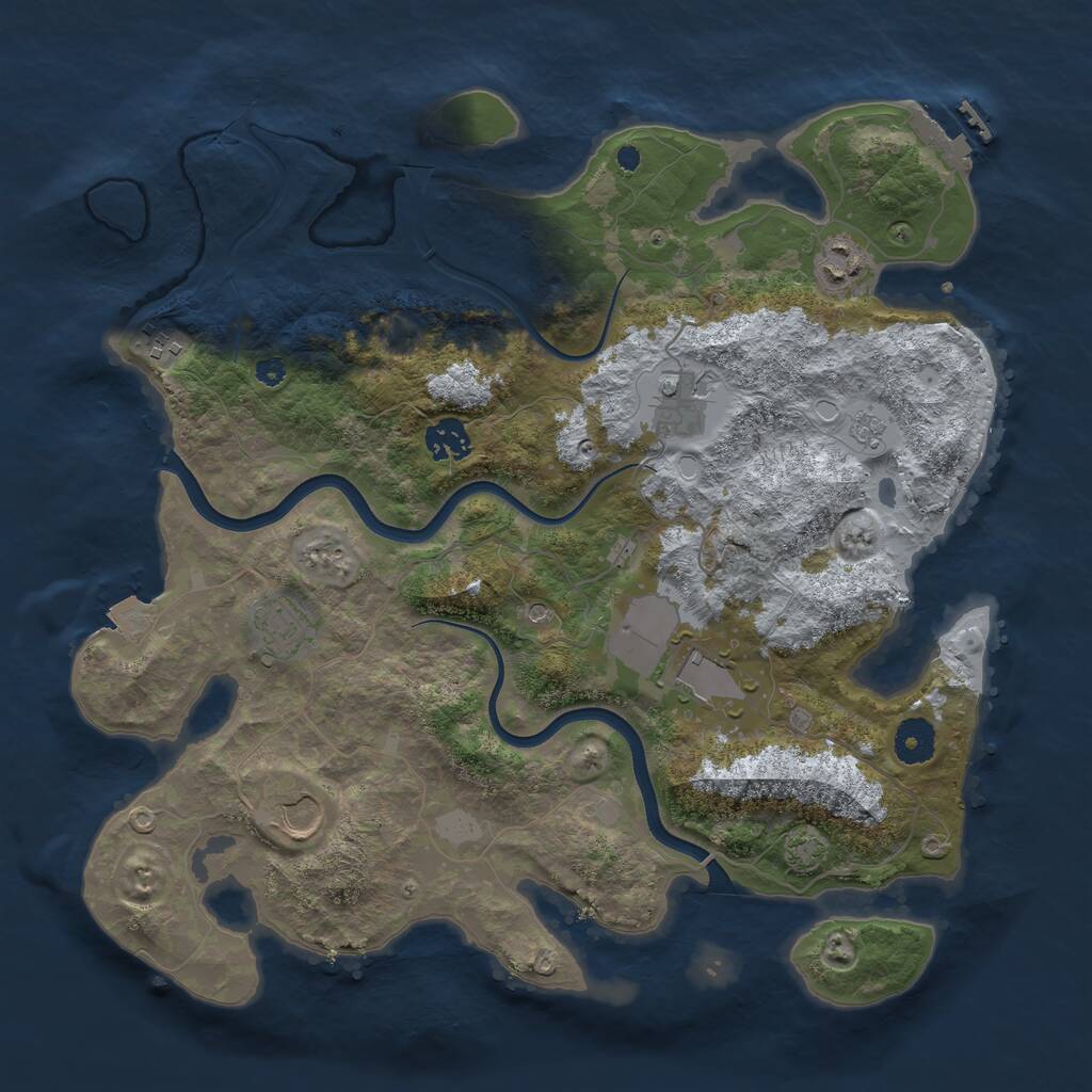 Rust Map: Procedural Map, Size: 3700, Seed: 1335782044, 12 Monuments