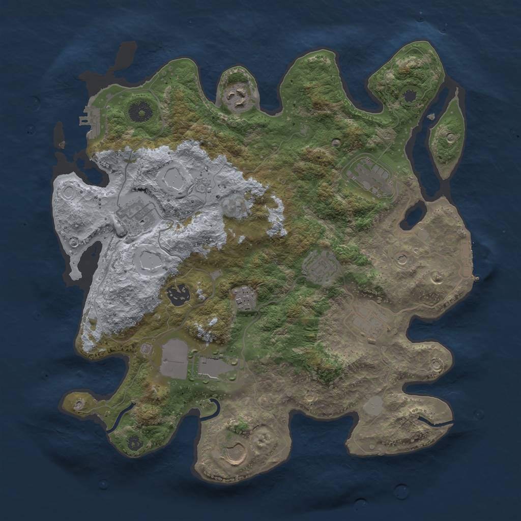 Rust Map: Procedural Map, Size: 3500, Seed: 308991691, 16 Monuments