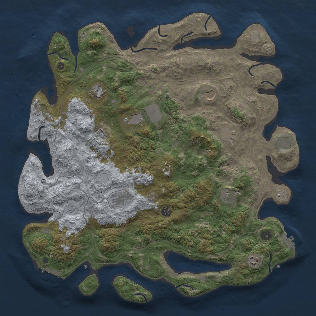Rust Map: Procedural Map, Size: 4500, Seed: 962751256, 17 Monuments