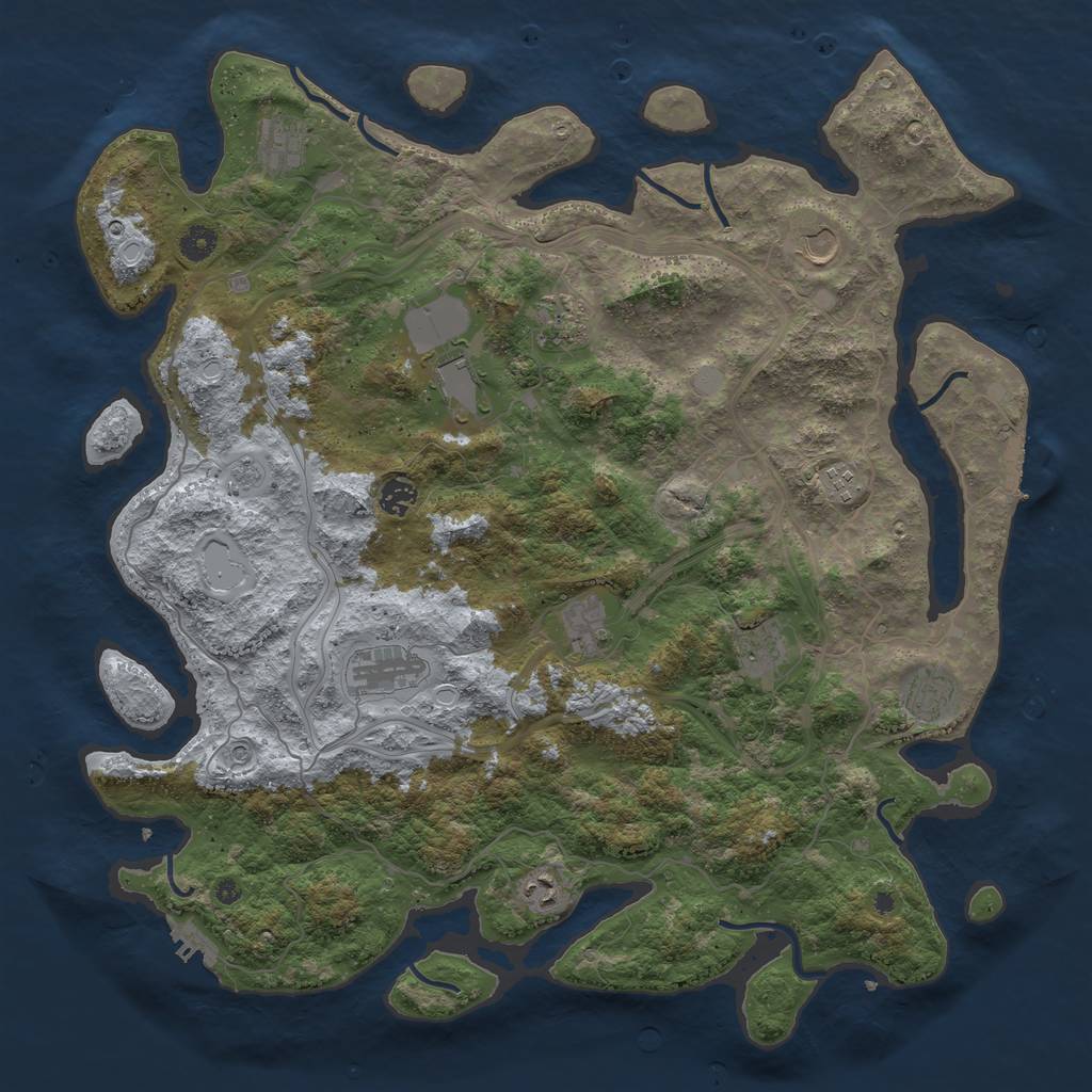 Rust Map: Procedural Map, Size: 4500, Seed: 521441038, 18 Monuments