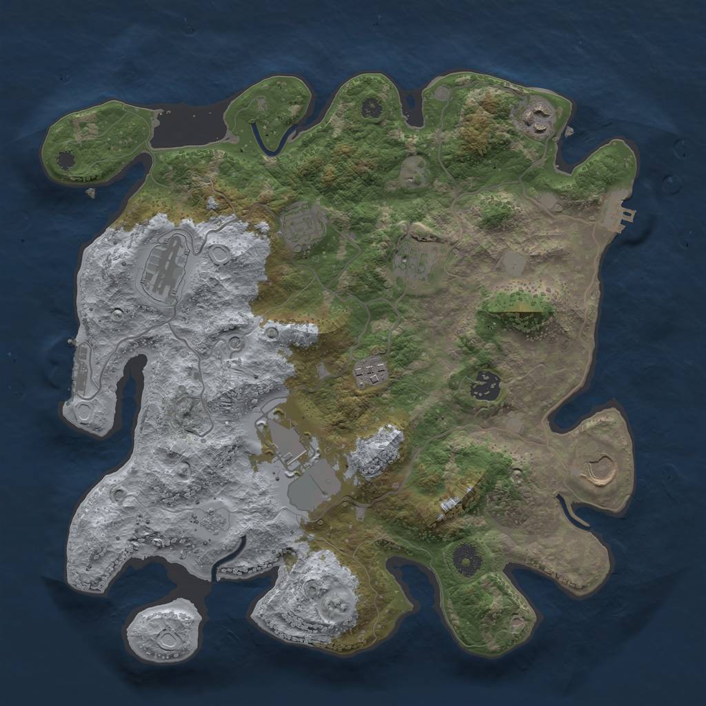 Rust Map: Procedural Map, Size: 3500, Seed: 2081846036, 15 Monuments