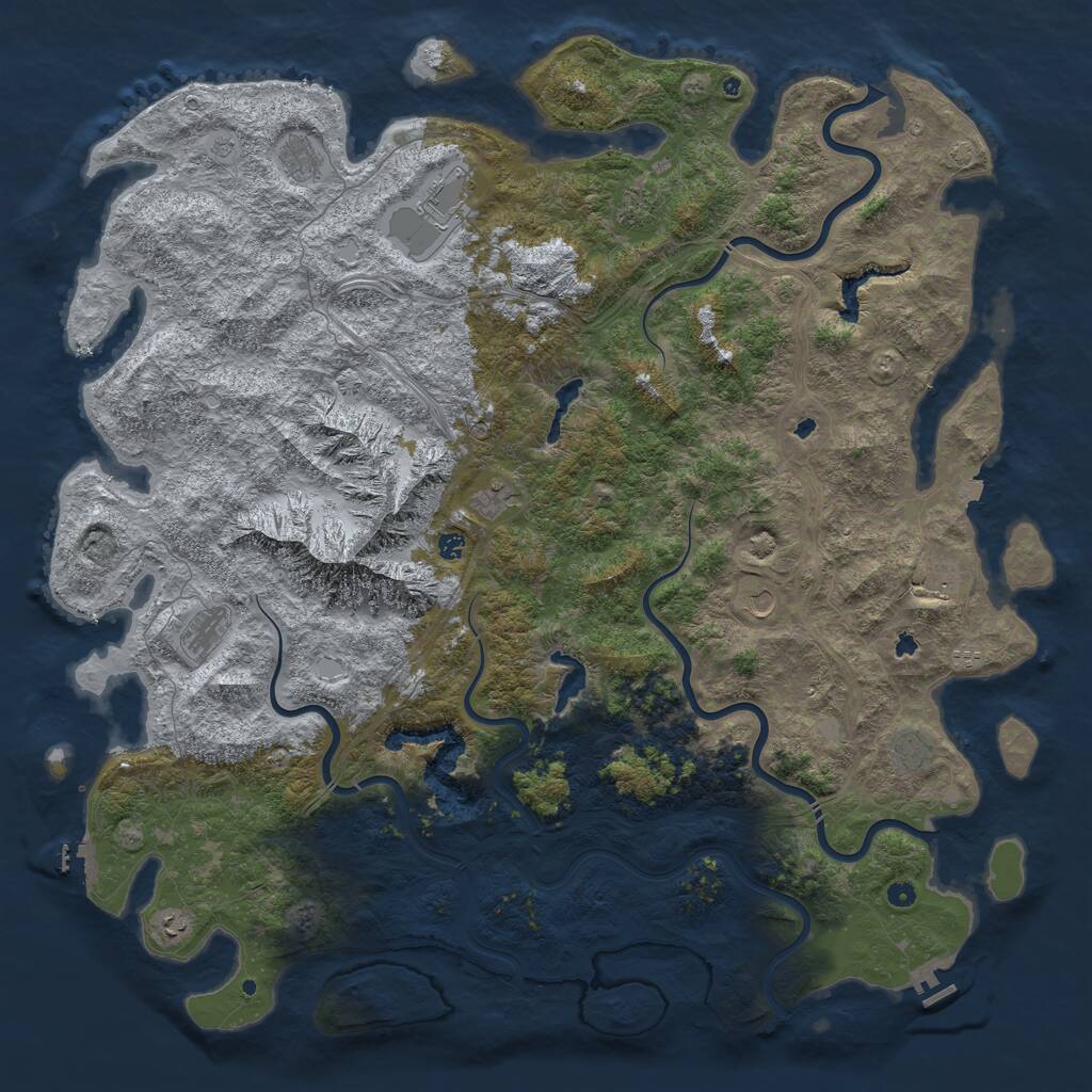 Rust Map: Procedural Map, Size: 6000, Seed: 1058933812, 17 Monuments