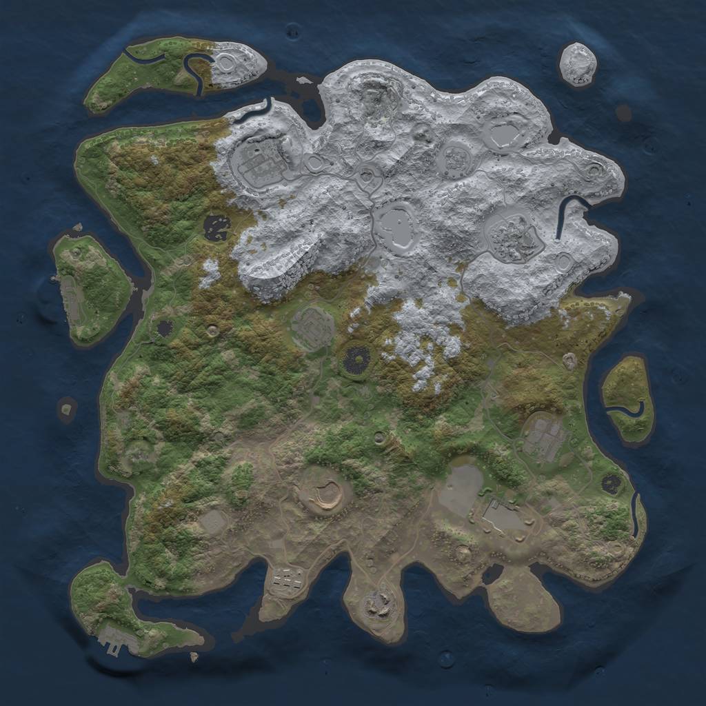 Rust Map: Procedural Map, Size: 3800, Seed: 30578978, 16 Monuments