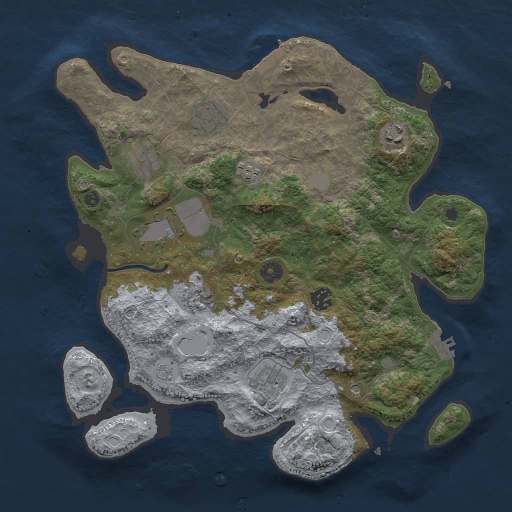 Rust Map: Procedural Map, Size: 3500, Seed: 4370, 15 Monuments