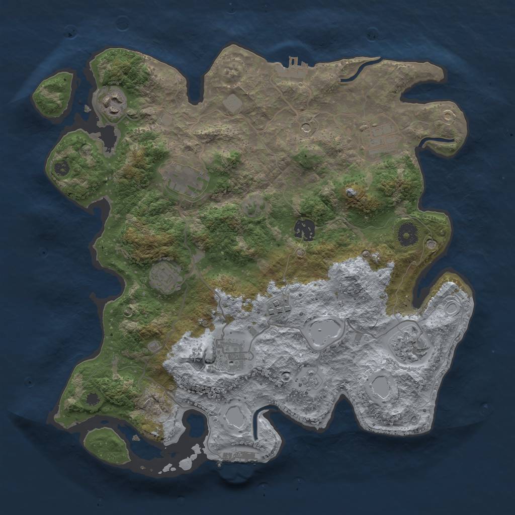 Rust Map: Procedural Map, Size: 3499, Seed: 3251988, 15 Monuments