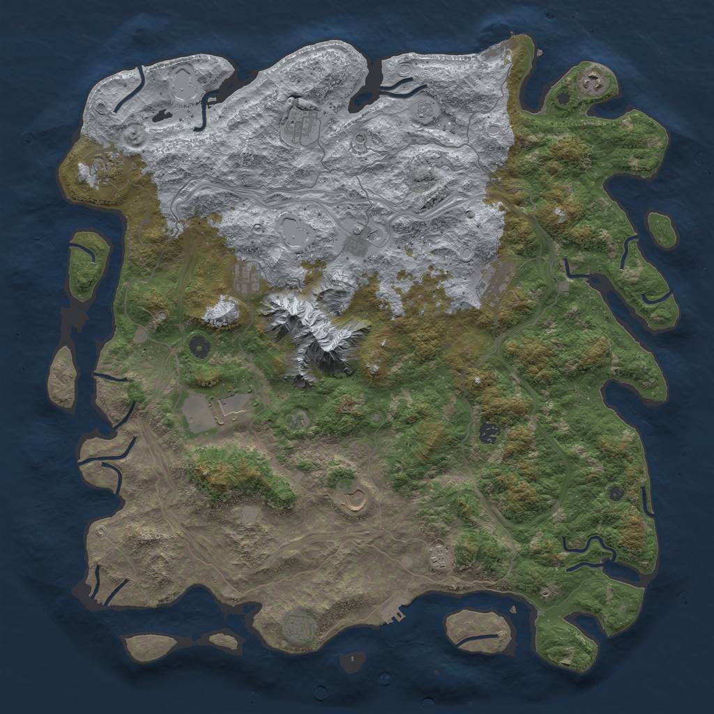 Rust Map: Procedural Map, Size: 5000, Seed: 349425235, 18 Monuments