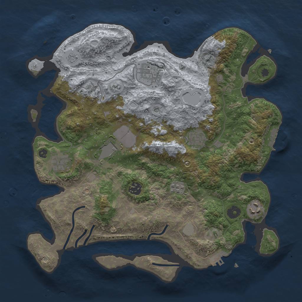 Rust Map: Procedural Map, Size: 3500, Seed: 1807948439, 15 Monuments