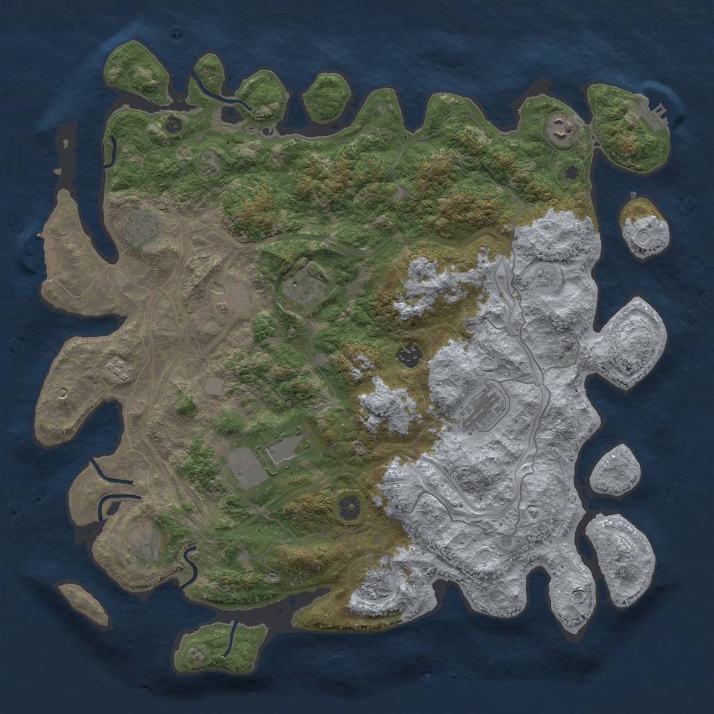 Rust Map: Procedural Map, Size: 4500, Seed: 578344915, 17 Monuments